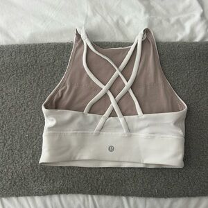 lululemon athletica Cream and Cross-Back Sports Bra